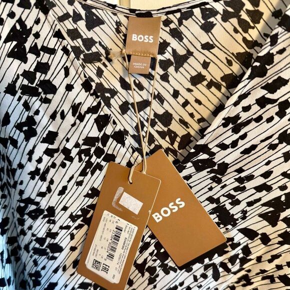 NWT BOSS Baluta confetti print silk popover blouse Size 6 - Picture 7 of 15